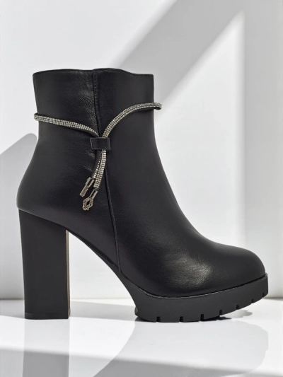 Жіночі ботильйони з екошкіри на підборах-стовпчику Marellin