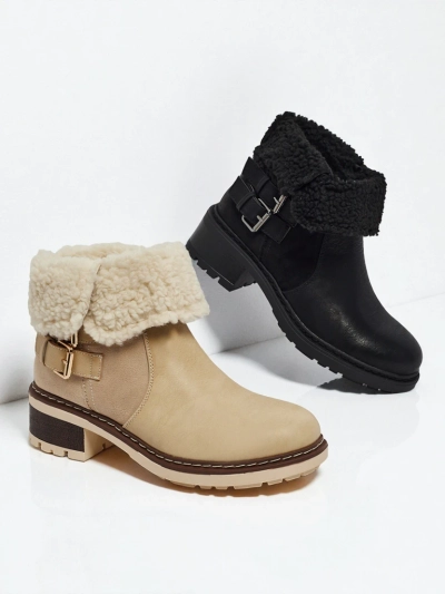 Dámské kotníkové boty z eko kůže s kožíškem Kavira