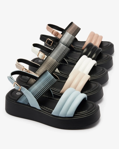 Рожево-чорні жіночі босоніжки на товстій підошві Uvino- Footwear