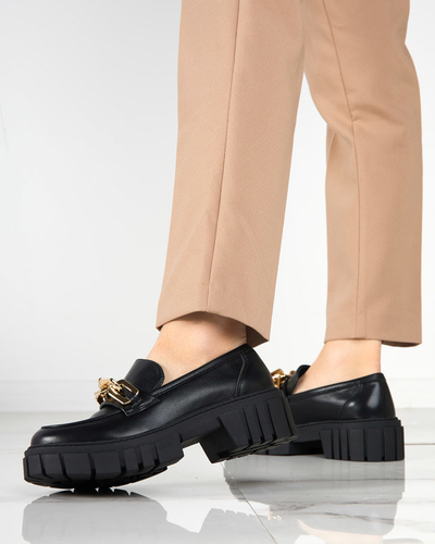 OUTLET Чорні жіночі туфлі з золотистим аксесуаром Plirose - Взуття