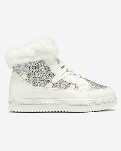 Жіночі білі черевики на шнурівці з паєтками Gesita - Взуття