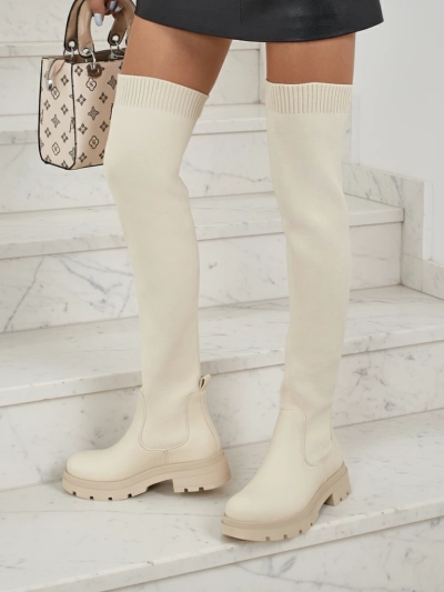 Dlouhé dámské nazouvací kozačky Orlina