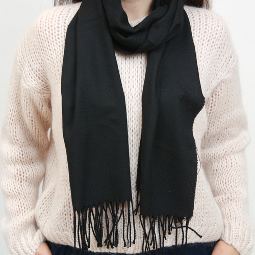 Класичний чорний жіночий вузький однотонний шарф - Аксесуари