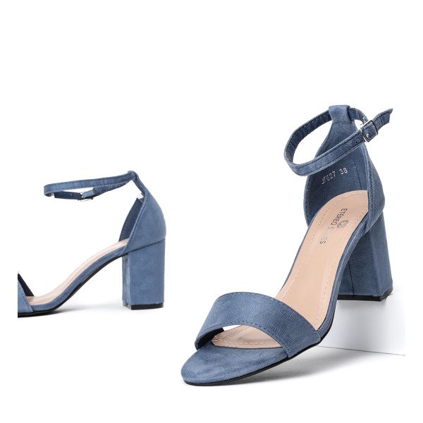 Sandały niebieskie z eko-skóry na słupku Cefalia - Obuwie