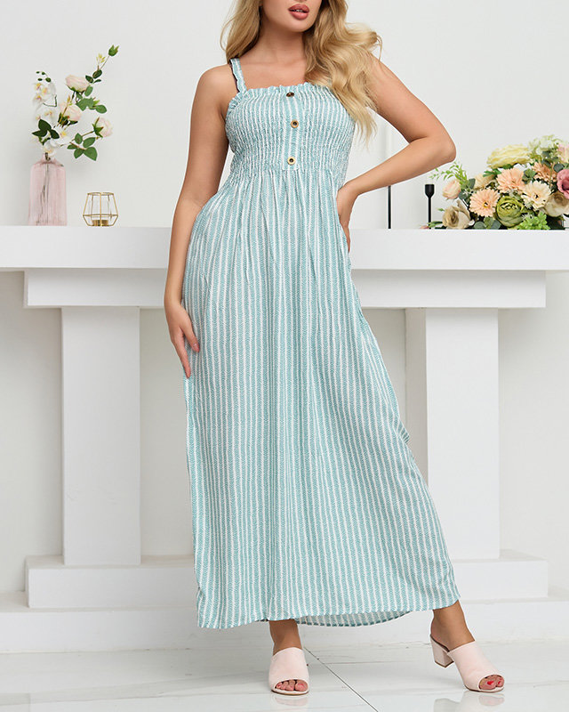 Dámské zelené Maxi šaty se vzorem na ramínka – oblečení