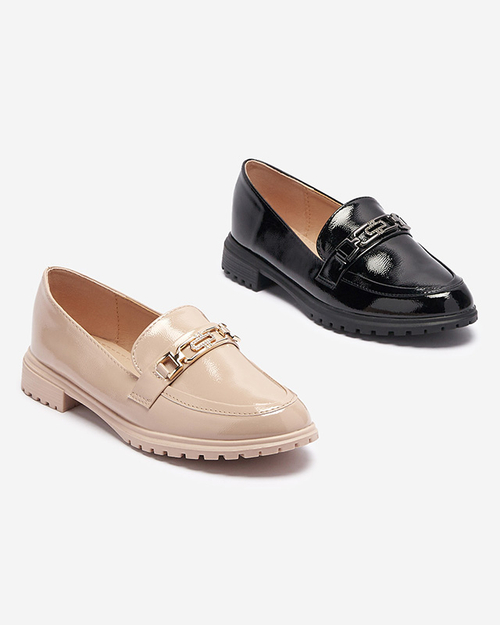 Жіночі лаковані мокасини з орнаментом чорного кольору Horiff- Footwear