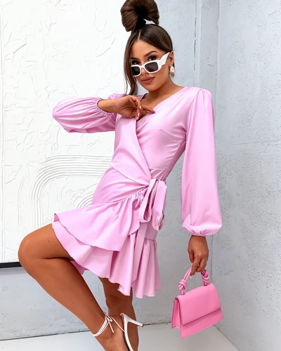 Royalfashion Dámské vázané mini šaty s volánky