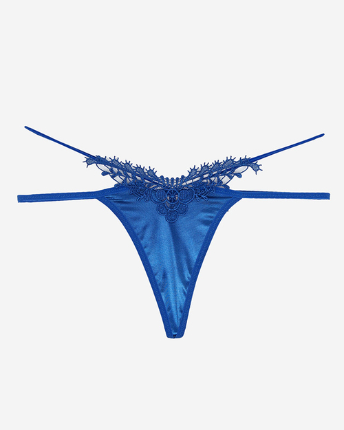 Жіночі кобальтові мереживні стрінги - Білизна