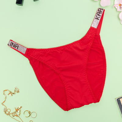 Dámské červené kalhotky s ozdobnými pruhy - Spodní prádlo