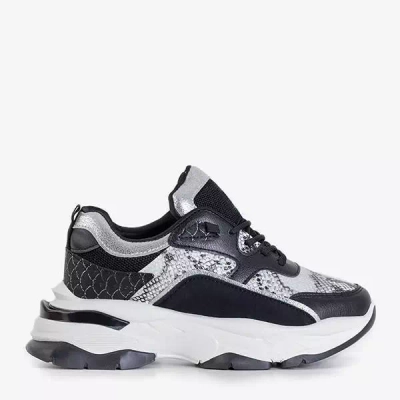 OUTLET Černá dámská sportovní obuv s ražbou hadí kůže Feliks - Footwear
