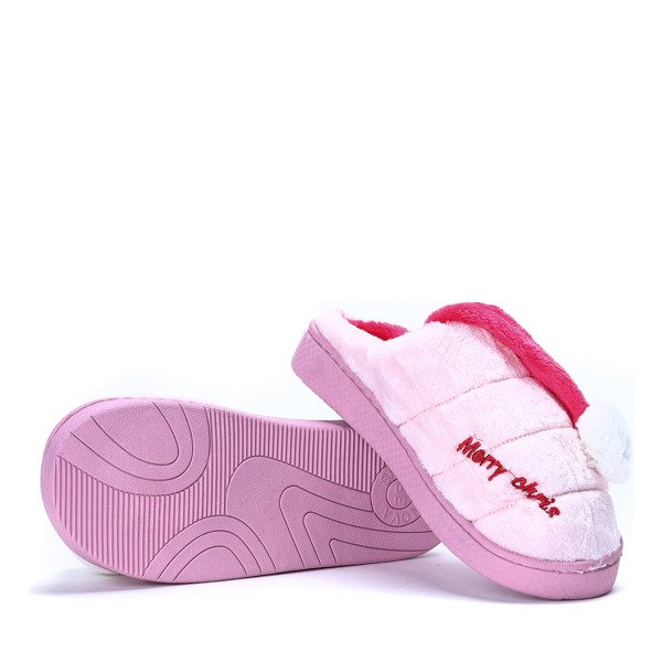 Jasnoróżowe kapcie z pomponikiem Santa- Obuwie