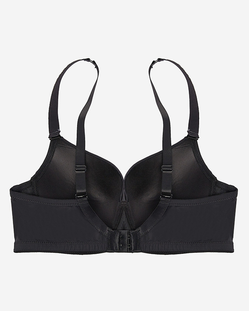 Гладкий чорний бюстгальтер на кісточках з декорованими бретелями - Нижня білизна