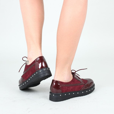 Bordowe oxfordy z ćwiekami Halsey - Obuwie