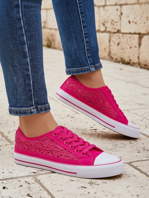 Жіночі кеди Callista Fuksja - легка тканина, плоска підошва 2,5 см