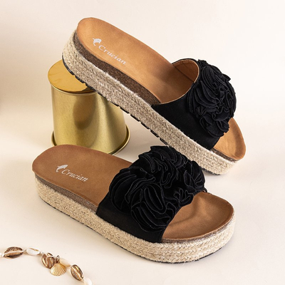 Чорні жіночі шльопанці на платформі Kalisa