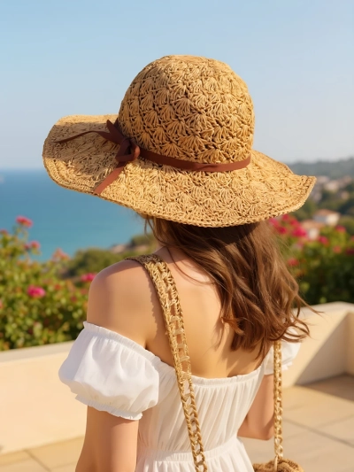 Royalfashion Dámský slaměný klobouk s mašlí Belle