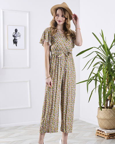 Barevný dámský dlouhý květovaný overal - Oblečení