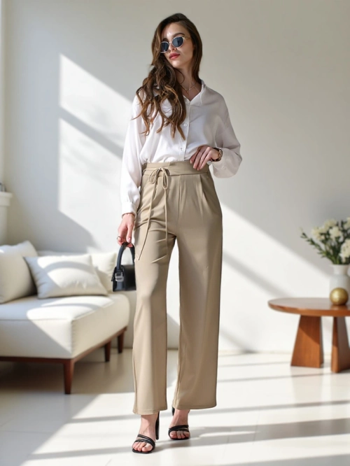 Royalfashion Широкі жіночі штани з бічними зав’язками