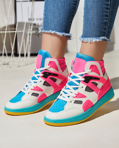 Fuchsiová dámská vysoká sportovní obuv s barevnými vložkami Ogera - Obuv