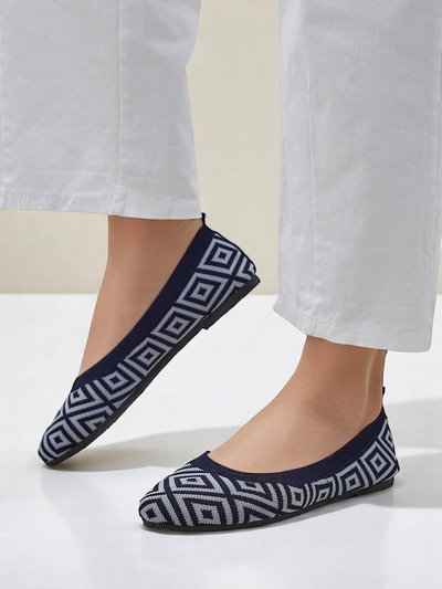 Royalfashion Textilní dámské baleríny s geometrickým potiskem Metric