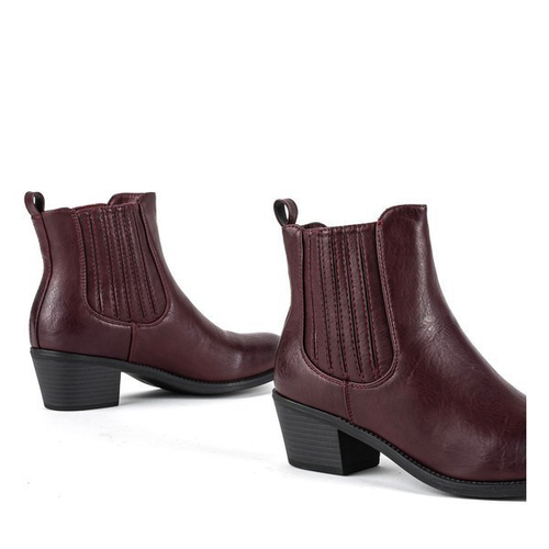 Бордові ковбоські черевики на низькому каблуці Westernias - Взуття