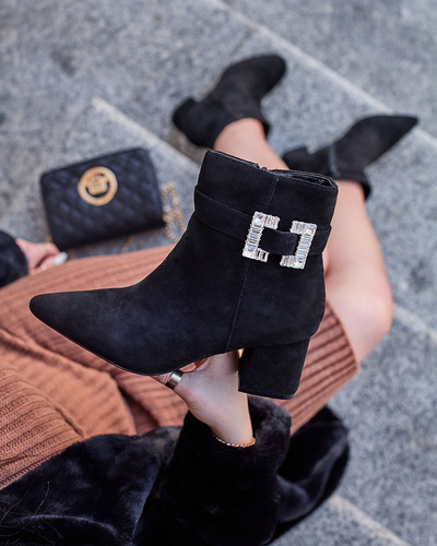 Royalfashion Černé dámské nízké kozačky na jehlovém podpatku Masemart