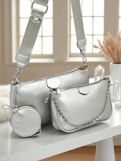 Aurelia Multi Silver – Жіноча сумка 3в1 з екошкіри з круглою сумочкою
