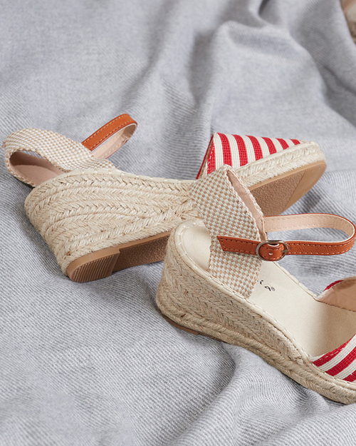 Червоні жіночі босоніжки a'la espadrilles в смужку Mecera - Туфлі