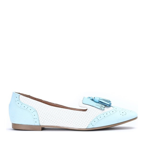 Błękitno-ecru mokasyny stylizowane- Obuwie