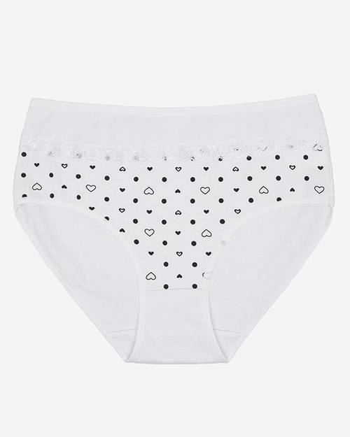 Білі бавовняні жіночі труси з сердечками - Нижня білизна