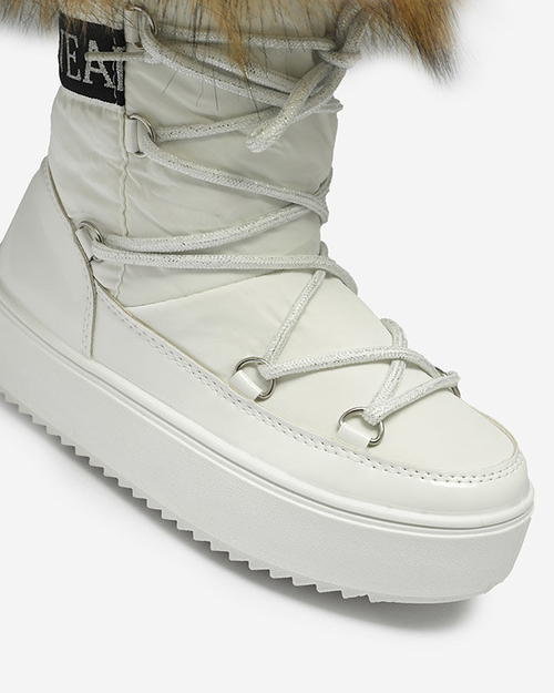 OUTLET Білі дитячі сліпони на хутрі Asika - Взуття