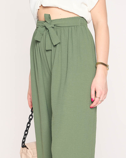 Жіночі широкі зелені штани палаццо - Одяг