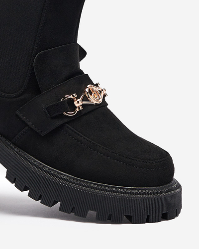 Чорні жіночі еко замшеві утеплені чоботи з декором Setta - Взуття