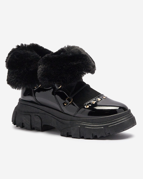 Чорні жіночі снігоступи на шнурівці Fentes- Взуття