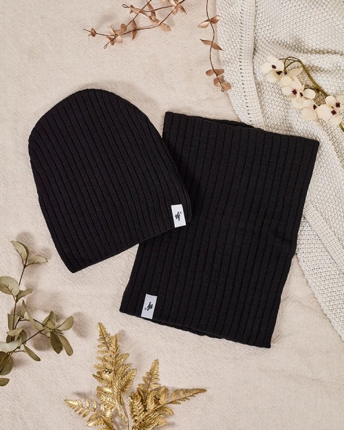 RoyalFashion Universal Winter Set - бобровая шапка з трубчастим шарфом