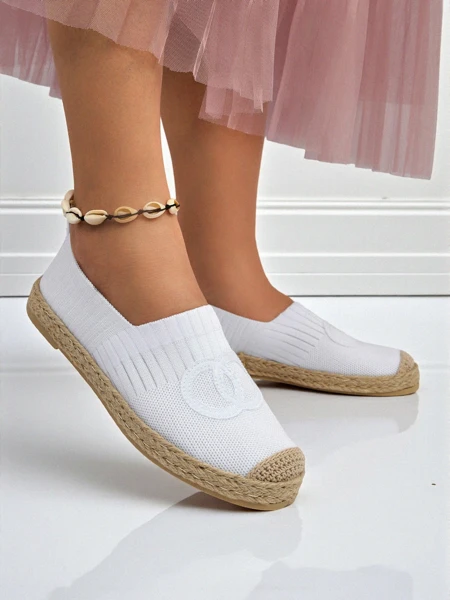 Dámské espadrilky Calista Biancha – bílé ploché z eko semiše, italský styl