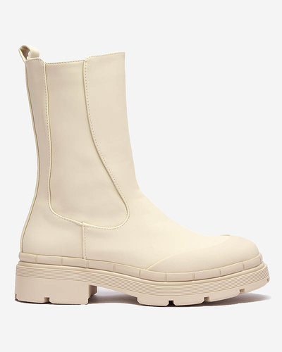 OUTLET Dámské zateplené krémové vysoké kozačky Jori - Obuv