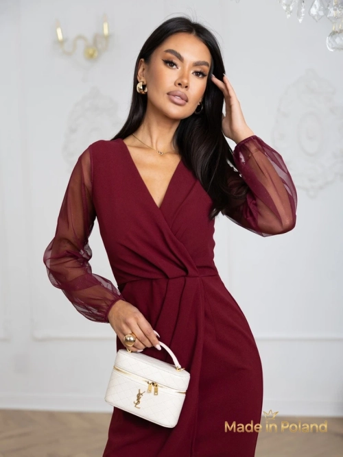 Елегантна жіноча міні-сукня з сітчастими рукавами Melisa