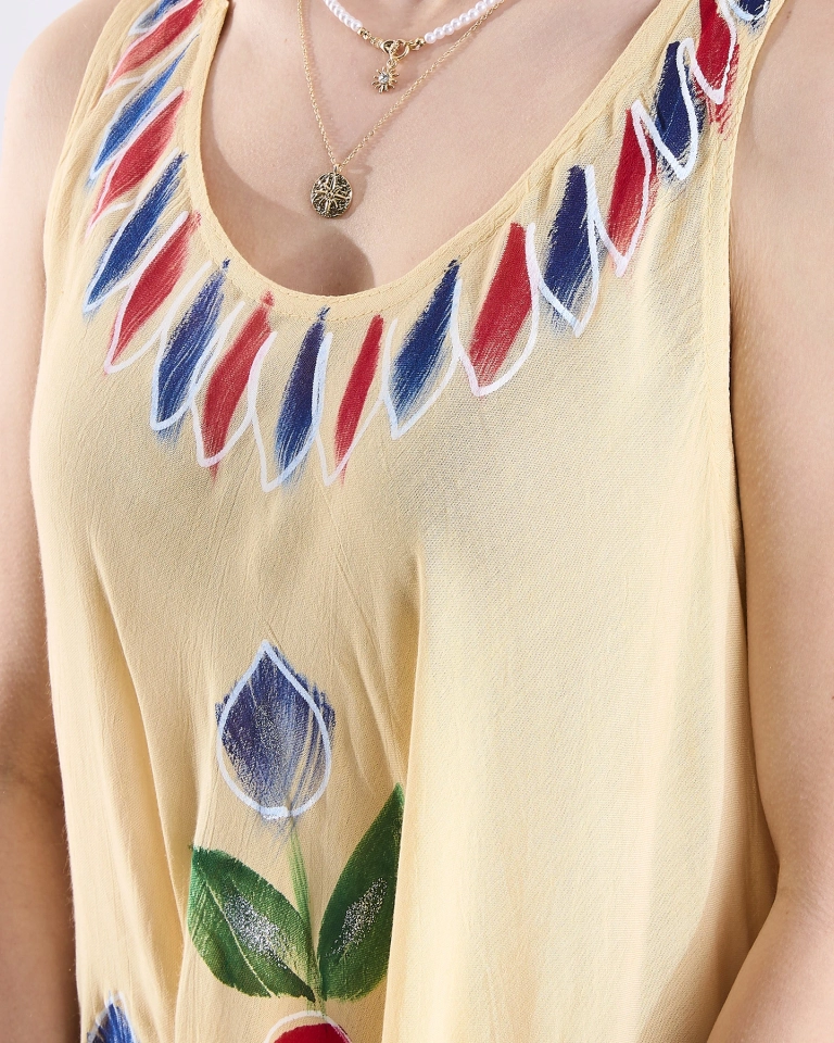 Béžový dámský vzorovaný přehoz na postel s potiskem- Oblečení