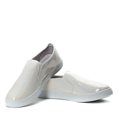 Białe slip on holograficzne Harleigh- Obuwie