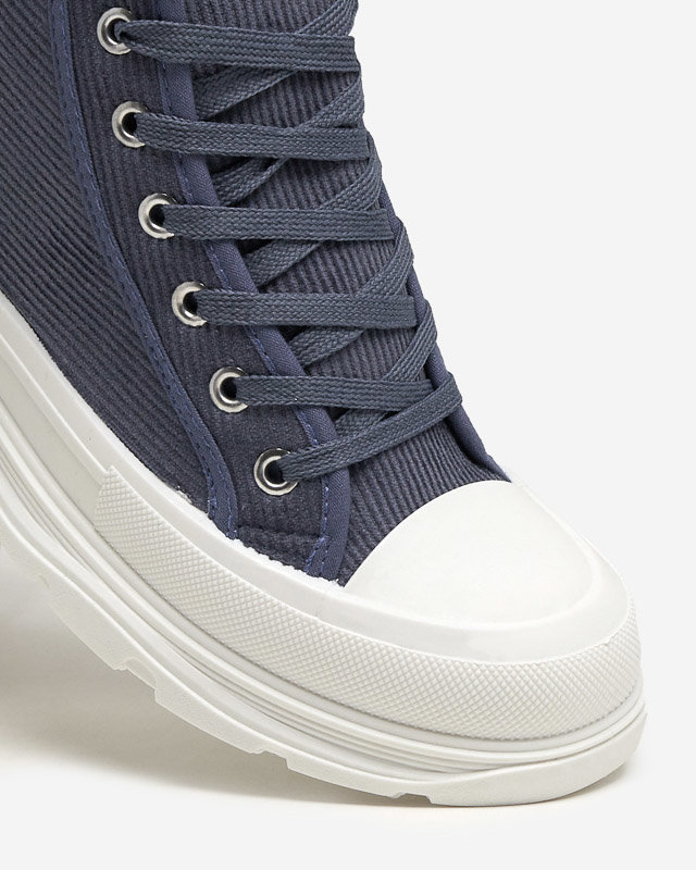 Modré dámské vysoké žebrované tenisky Somali - Obuv