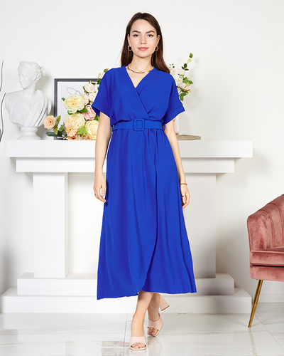 Dámské kobaltové midi šaty - Oblečení