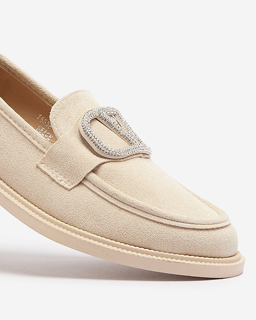 Бежеві жіночі мокасини з орнаментом Fogras- Footwear