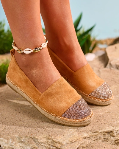 OUTLET Royalfashion Světle hnědé dámské espadrilky se zirkony Iterica