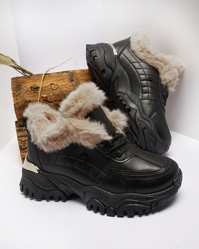Černá sportovní obuv pro ženy s kožíškem Flixi - Obuv