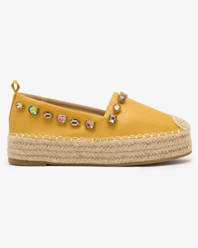 Žluté dámské espadrilky s krystaly Ziennie - Obuv