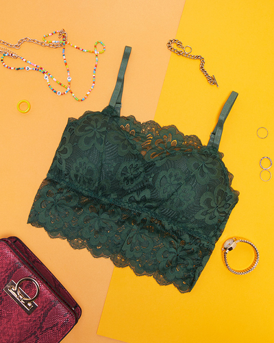 Dámská tmavě zelená krajková braleta - Spodní prádlo
