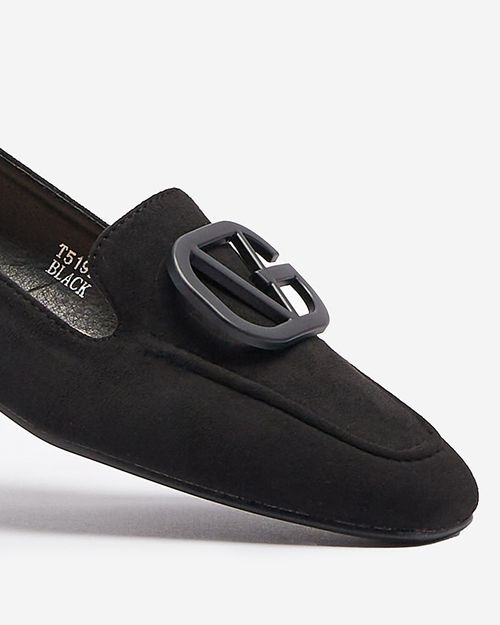 Чорні жіночі мокасини з орнаментом в тон Jeterika - Взуття