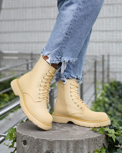 Royalfashion Matné béžové dámské kozačky Kucillo