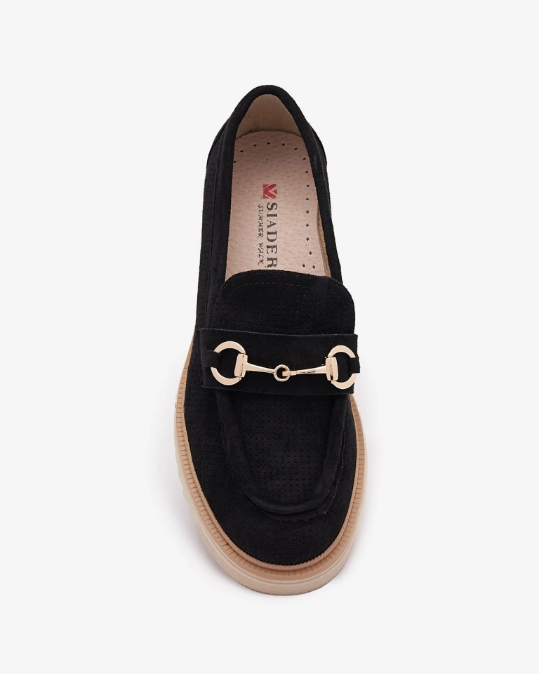 Černé ažurové dámské mokasíny s řetízkem Imerila - Obuv